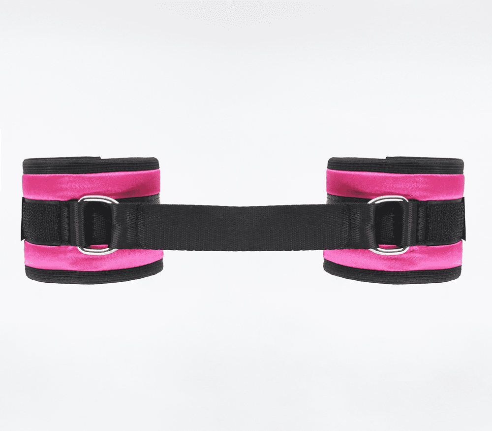 Love In Leather Bright and Soft Satin Wrist Cuffs - Pink - Cuffs And Restraints