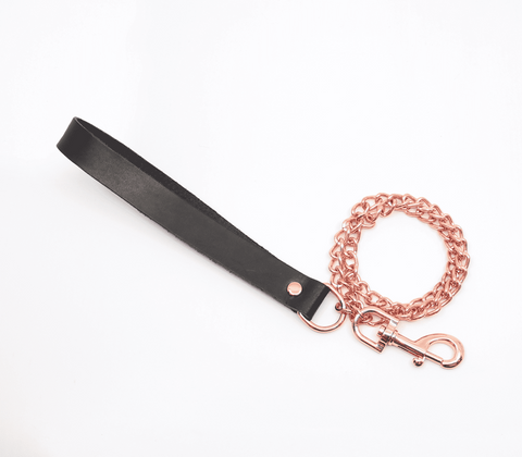 Love In Leather BDSM Chain Lead With Coloured Hardware Premium Control Tool - Collars and Leads