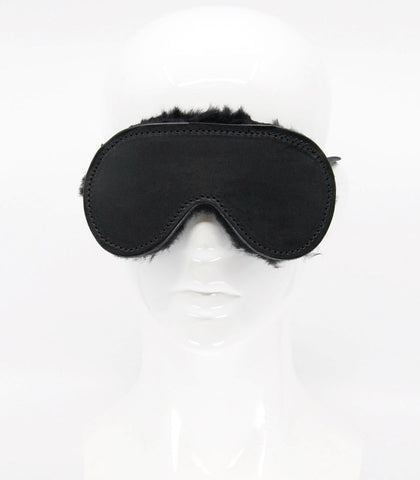 Love In Leather Sheepskin Lined Bondage Blindfold Premium Leather Design - Masks And Blindfolds
