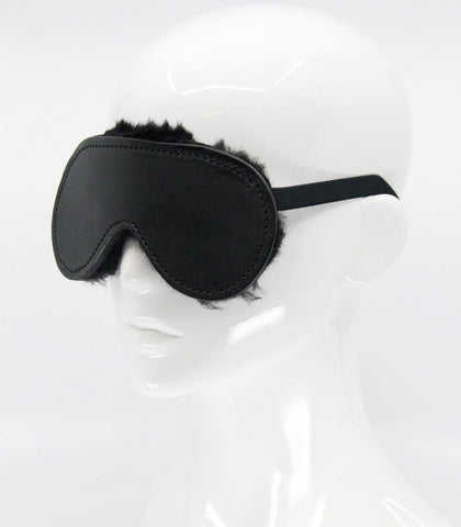 Love In Leather Sheepskin Lined Bondage Blindfold Premium Leather Design - Masks And Blindfolds