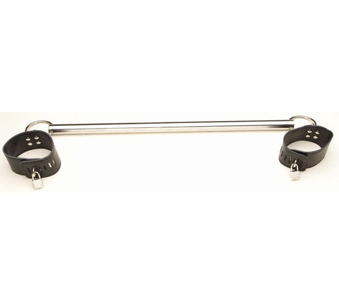 Love In Leather BDSM Play Metal Spreader Bar with Adjustable Vegan Cuffs - Spreaders and Hangers