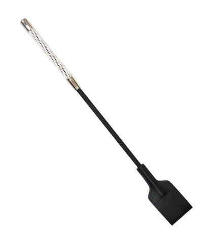 Love In Leather Short Diamante Bondage Riding Crop with Sparkling Handle - Whips And Crops