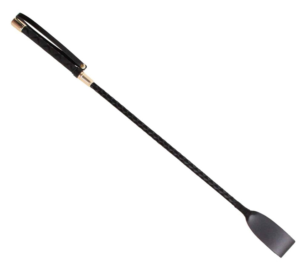 Love In Leather Braided Satin BDSM Play Crop with Premium Hardware - Gold - Whips And Crops