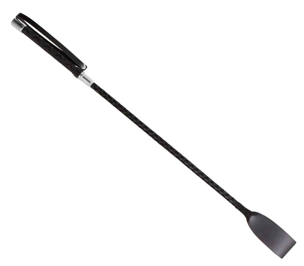 Love In Leather Braided Satin BDSM Play Crop with Premium Hardware - Silver - Whips And Crops