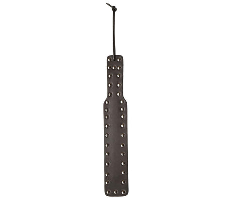 Love In Leather BDSM Play Studded Leather Paddle with Metal Reinforcement - Paddles And Slappers
