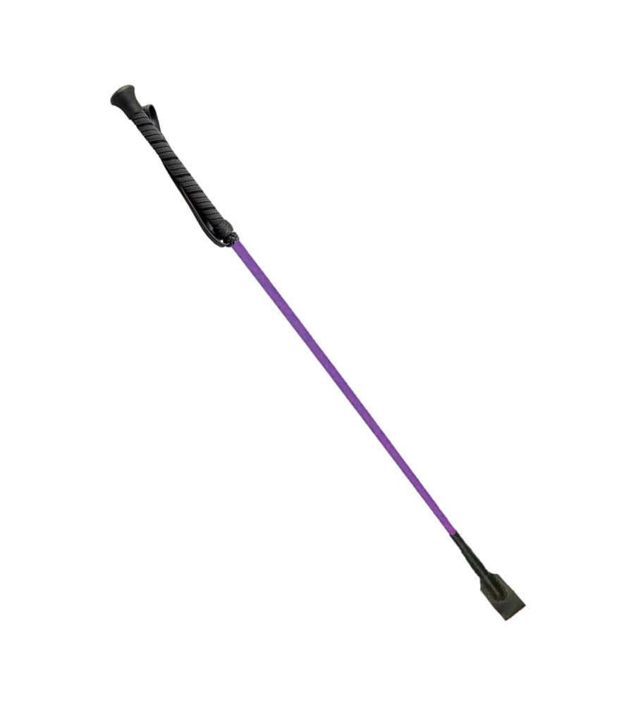 Love In Leather Riding Crop With Rubber Handle 60cm Braided Nylon Rod - Purple - Whips And Crops