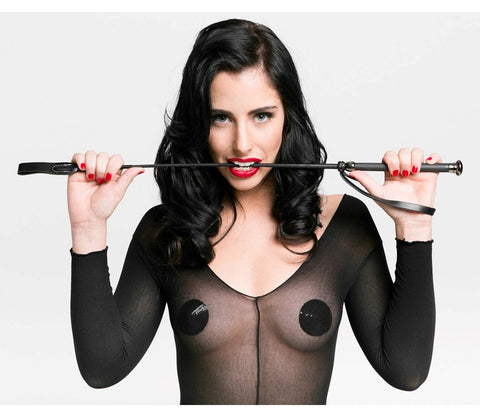 Love In Leather Riding Crop with Coloured Metal Ferrule and Padded Handle - Whips And Crops