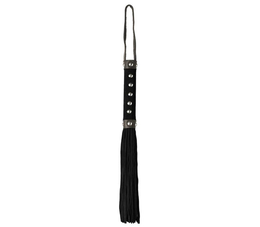 Love In Leather Studded Suede BDSM Play Flogger - Black - Whips And Crops