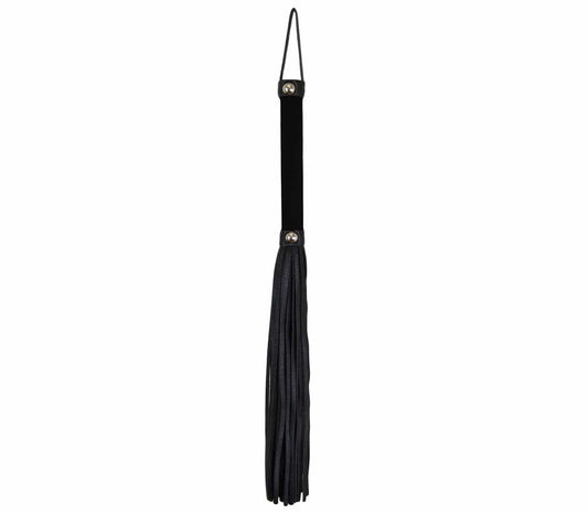 Love In Leather Soft Velveteen Handle BDSM Flogger - Black - Whips And Crops