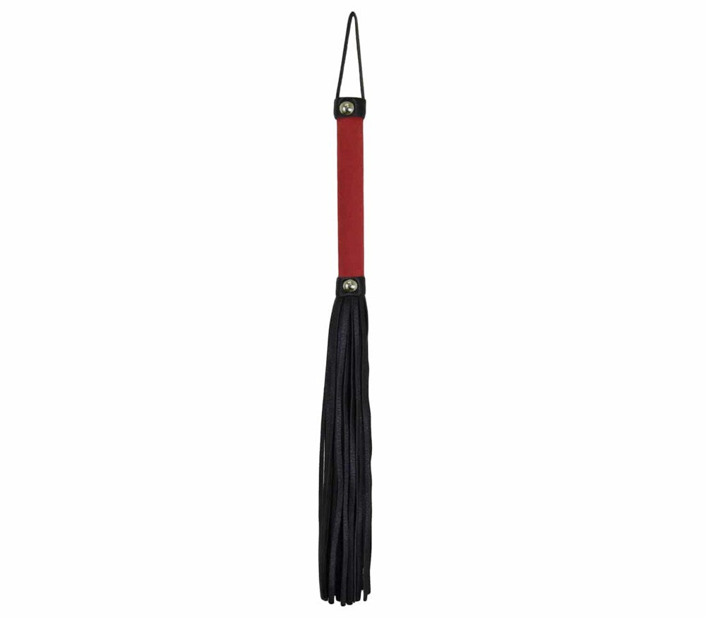 Love In Leather Soft Velveteen Handle BDSM Flogger Vegan Impact Sex Toy - Red - Whips And Crops
