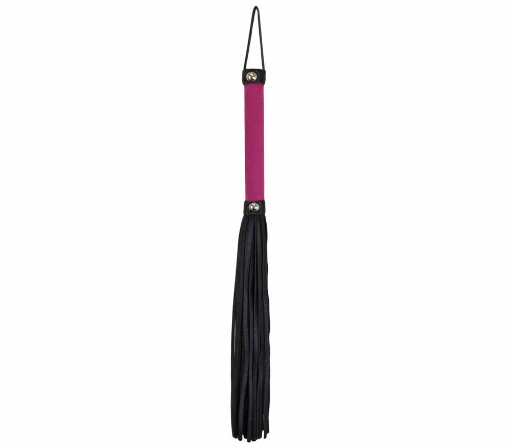 Love In Leather Soft Velveteen Handle BDSM Flogger Vegan Impact Sex Toy - Pink - Whips And Crops