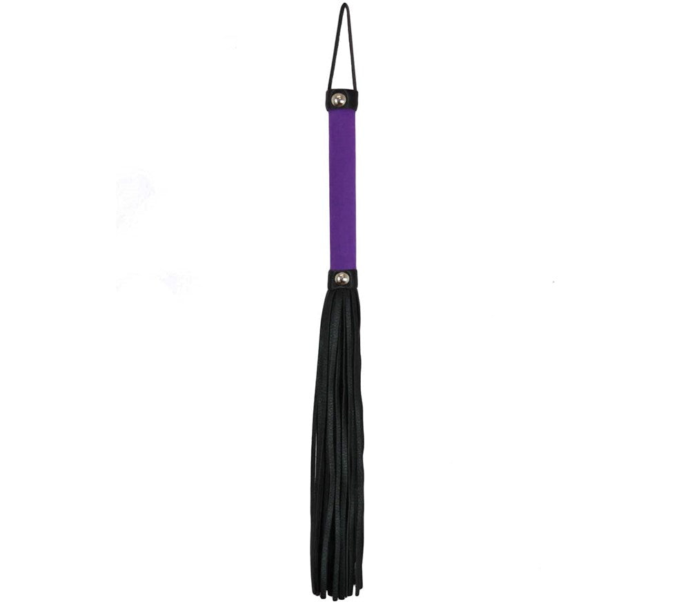 Love In Leather Soft Velveteen Handle BDSM Flogger Vegan Impact Sex Toy - Purple - Whips And Crops
