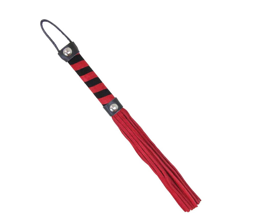 Love In Leather Candy Striped Willy Bondage Whip Premium Suede Impact Play - Red - Whips And Crops
