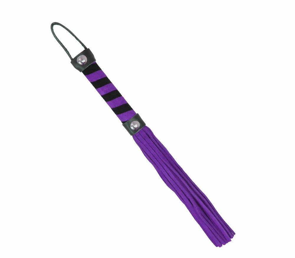 Love In Leather Candy Striped Willy Bondage Whip Premium Suede Impact Play - Purple - Whips And Crops