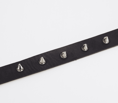 Love In Leather Spiked Faux Leather BDSM Choker with Silver Spikes - Collars and Leads