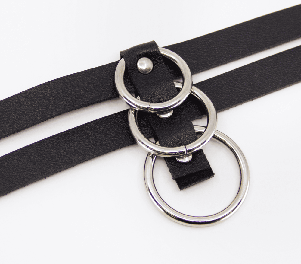 Love In Leather Double Strap Faux Leather Choker BDSM Bondage Accessory - - Collars and Leads