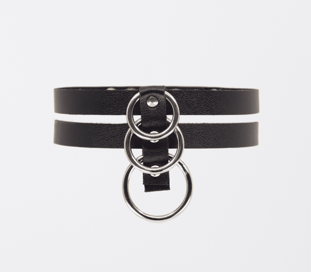 Love In Leather Double Strap Faux Leather Choker BDSM Bondage Accessory - - Collars and Leads
