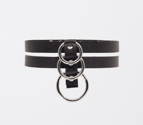 Love In Leather Double Strap Faux Leather Choker BDSM Bondage Accessory - Collars and Leads