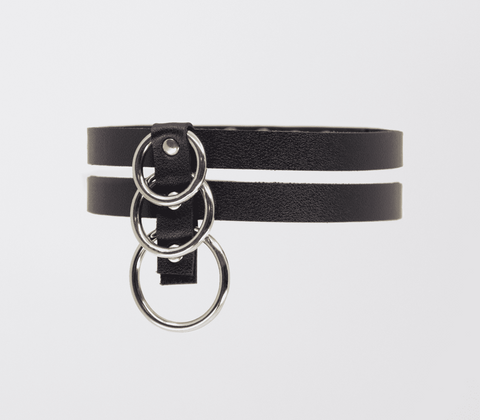 Love In Leather Double Strap Faux Leather Choker BDSM Bondage Accessory - Collars and Leads