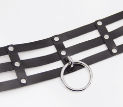 Love In Leather Triple Strap Faux Leather Choker - - Collars and Leads