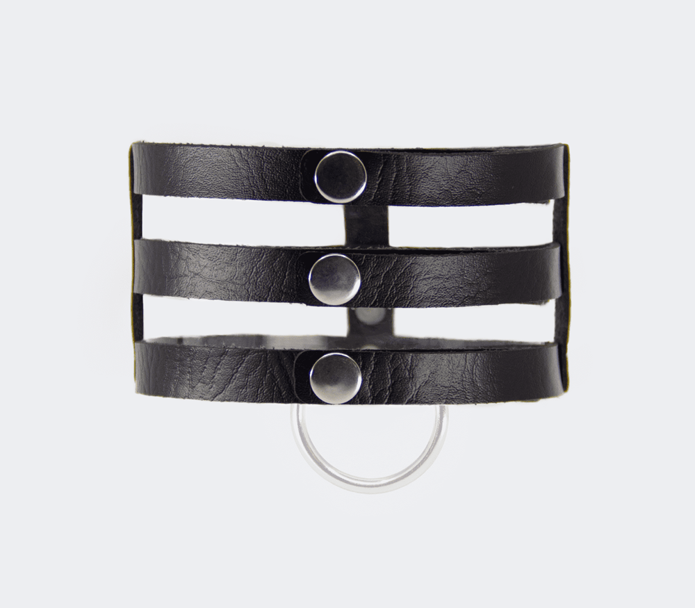 Love In Leather Triple Strap Faux Leather Choker - - Collars and Leads