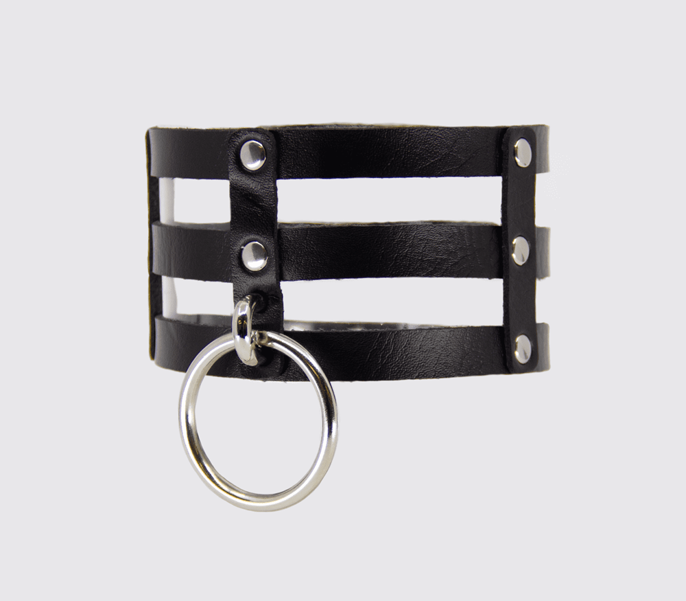 Love In Leather Triple Strap Faux Leather Choker - Default Title - Collars and Leads
