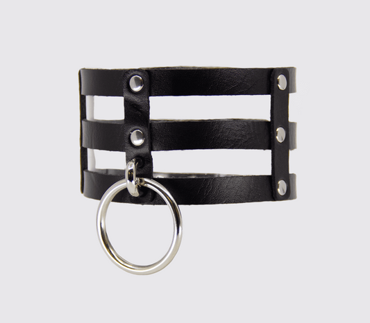 Love In Leather Triple Strap Faux Leather Choker - Default Title - Collars and Leads