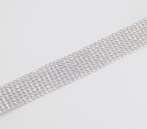 Love In Leather BDSM Play Diamante Choker with Diamante Mesh and Flexible - Collars and Leads