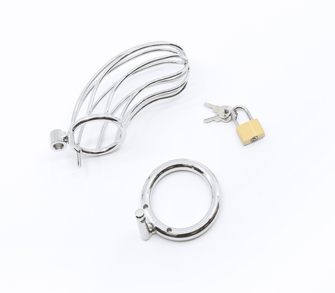 Love In Leather Zinc Alloy Bird Cage Chastity Device - Male Chastity