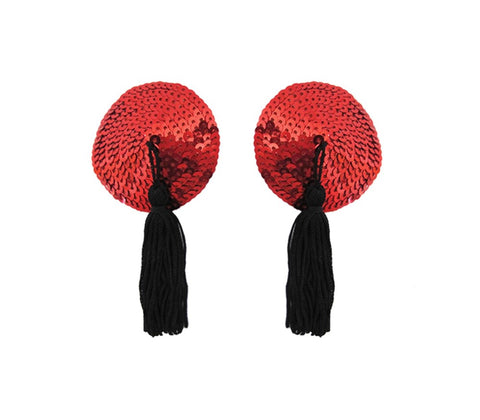 Love In Leather Round Sequin Nipple Tassels with Premium Sequin Design - Breast and Nipple Toys