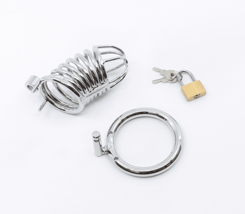 Love In Leather Chrome Male Chastity Cock Cage Gates Of Hell - Male Chastity
