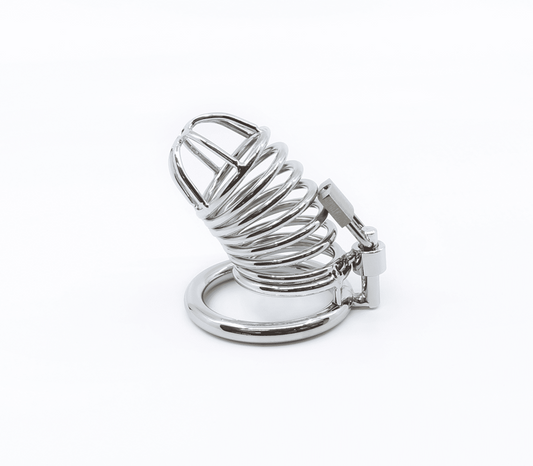 Love In Leather Chrome Male Chastity Cock Cage - 40mm - Male Chastity