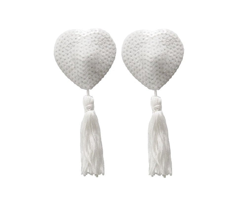 Love In Leather Heart Shape Nipple Tassels Romantic Adhesive Design - Breast and Nipple Toys