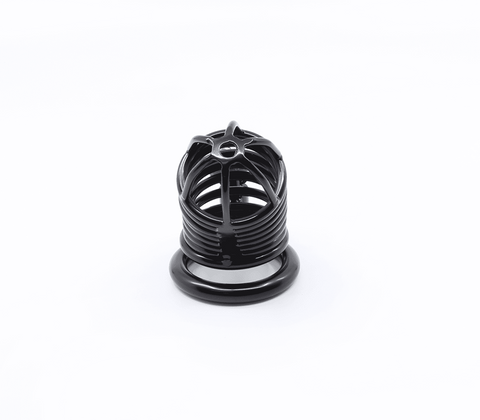 Love In Leather Matte Black Male Chastity Cage Gates Of Hell with Key - Male Chastity