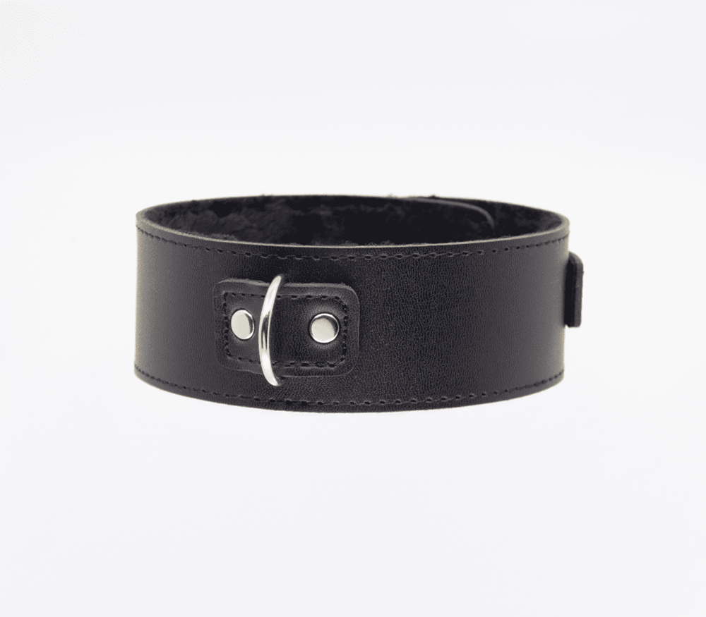 Berlin Baby Fur Lined PU Collar and Lead Set - Black - Collars and Leads