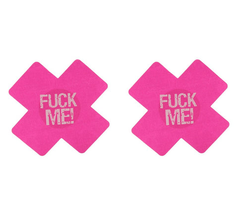 Love In Leather Fuck Me Satin Cross Nipple Pasties Bold Cross Design - Breast and Nipple Toys
