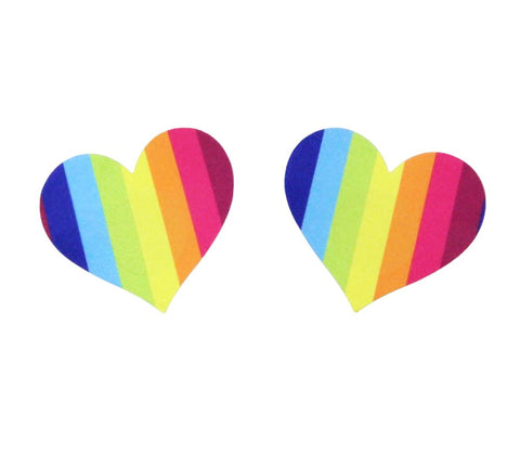 Love In Leather Rainbow Satin Sexy Nipple Pasties with Iridescent Shimmer - Breast and Nipple Toys