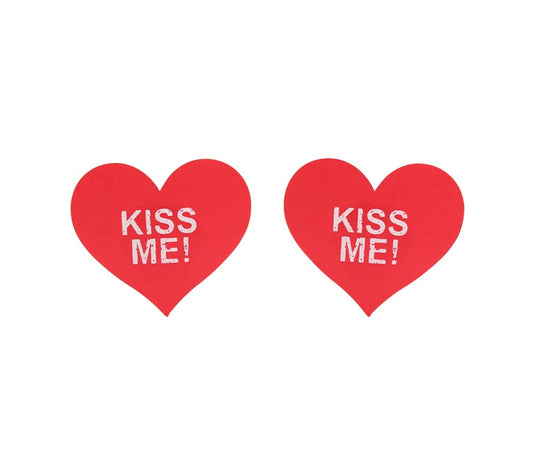 Love In Leather Kiss Me Heart Shape Nipple Pasties with Kiss Me Text - Default Title - Breast and Nipple Toys
