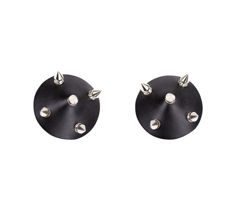Love In Leather Faux Leather Studded Nipple Covers with Reusable Silicone - Breast and Nipple Toys