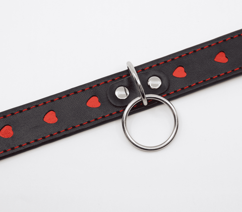 Berlin Baby Metallic Red Love Heart Collar with Heart Cut Out Design - Collars and Leads
