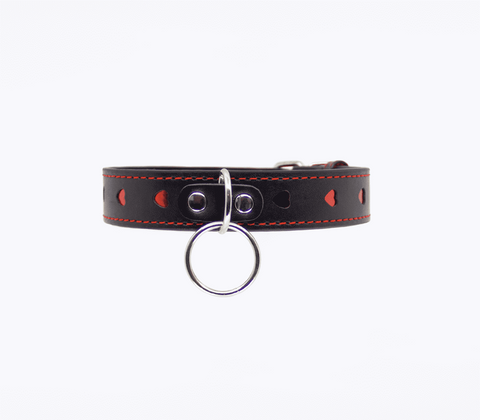 Berlin Baby Metallic Red Love Heart Collar with Heart Cut Out Design - Collars and Leads