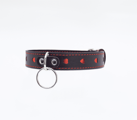 Berlin Baby Metallic Red Love Heart Collar with Heart Cut Out Design - Collars and Leads