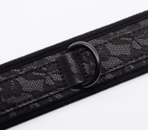 Berlin Baby Lace Printed BDSM Leather Collar with Adjustable Fit - Collars and Leads