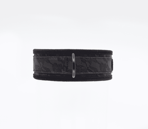 Berlin Baby Lace Printed BDSM Leather Collar with Adjustable Fit - Collars and Leads