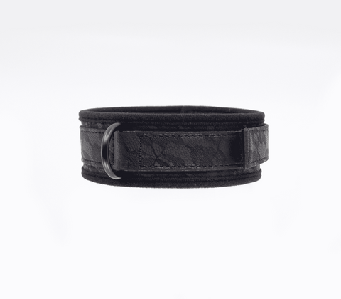 Berlin Baby Lace Printed BDSM Leather Collar with Adjustable Fit - Collars and Leads