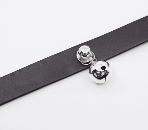 Berlin Baby Faux Flat Leather Cat Collar with Bell for Pet Play - Collars and Leads