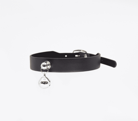 Berlin Baby Faux Flat Leather Cat Collar with Bell for Pet Play - Collars and Leads