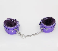 Berlin Baby Faux Fur Lined Leatherette Wrist Restraint - Purple - Cuffs And Restraints