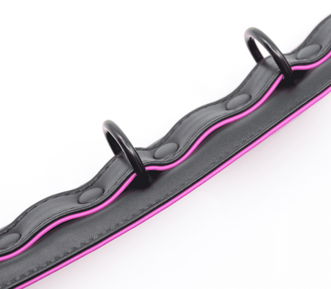 Berlin Baby Padded Faux Flat Leather BDSM Collar with Hot Pink Interior - Collars and Leads