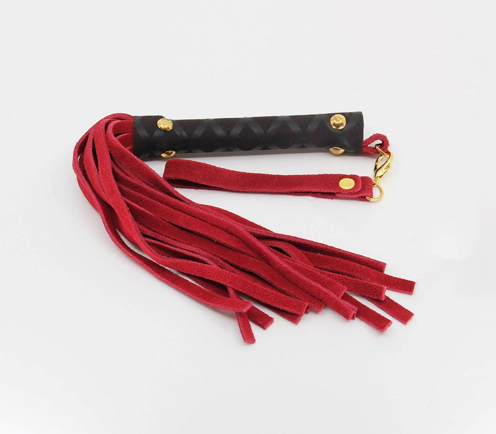 Berlin Baby Mini BDSM Flogger With Latex Handle - Red - Whips And Crops